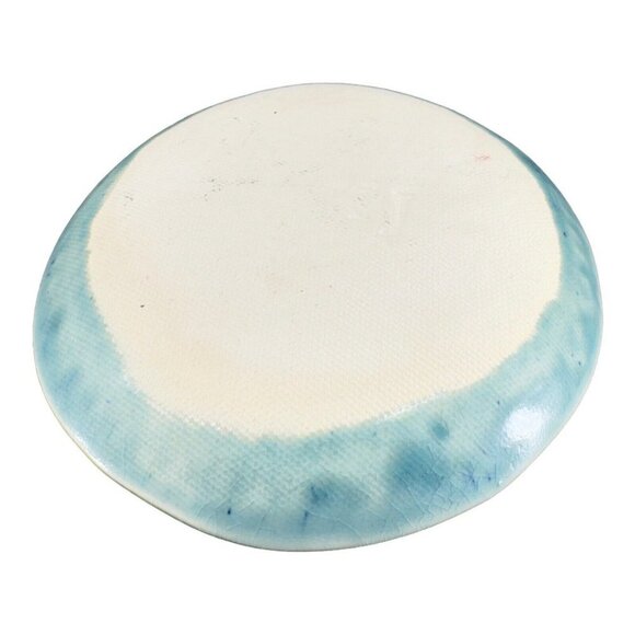 Hand Made Studio Pottery Small Dish Plate Pattern Textured Artist Signed KJ - Picture 4 of 12